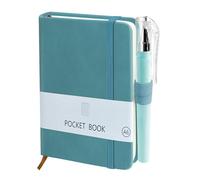 sesameless Pocket Notebook, A6 PU Leather Cover Small Pocket Notebook with Pen Holder and Elastic Band for Writing Note Taking Plans Memos (A6 Blue)
