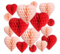 sesameless Valentines Decorations Set,12 Pcs Honeycomb Heart Sharp Hanging Ornaments Decoration For Valentines Days