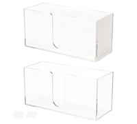Sesaver 2 Pcs Acrylic Countertop Paper Towel Holder, 5mm Thick Clear Hand Towel Dispenser for Bathroom & Kitchen, Fits Z-Fold, C-Fold, MultiFold Premium Guest Napkins & Facial Towels