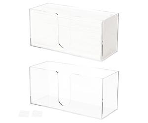 Sesaver 2 Pcs Acrylic Countertop Paper Towel Holder, 5mm Thick Clear Hand Towel Dispenser for Bathroom & Kitchen, Fits Z-Fold, C-Fold, MultiFold Premium Guest Napkins & Facial Towels