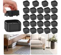 Sesaver 24Pcs Furniture Risers with Nonslip Bottom Adjustable Stackable Bed Lifter Versatile Bed Raising Blocks 3.5 cm Table Leg Extenders for Table Desk Couch Chair Sofa Cabinet Beds Legs Black