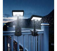 Sesaver 2Pcs Clip On Solar Light 600 lm IP65 Waterproof Outdoor Solar Security Light 360 Degree Adjustable 3 Mode for Garden Fence RV Terrace Patio Gutter