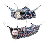 Sesaver 2Pcs Ferret Hammock, Rat Hammocks for Cage Polyester Guinea Pig Hammock with Loop and Tunnel Suitable for Guinea Pigs, Sugar Gliders, Ferrets, Squirrels and Chipmunks(blue)