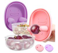 Sesaver 2Pcs Snack Finger Container 2 in 1 No Mess Snack Container Silicone Lid with Fingertip Cover for Cookies Fruit Vegetable Nut(Purple+Pink)