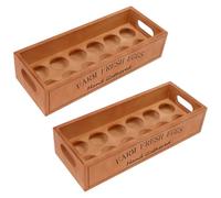 Sesaver 2Pcs Wooden Egg Holders Farm Fresh Egg Baskets with Handle, Holds 12 Eggs Per Compartment, Simple and Quality Storage Solution, Suitable for Home Kitchen Counter Food Shop Supermarket