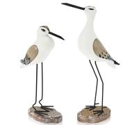 Sesaver 2Pcs Wooden Seagull Figurine,Seagull Statue Table Decor Rustic Vintage Sea Bird Statue Decor Coastal Bird Desk Ornament for Home Office