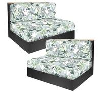 Sesaver 4 Pcs RV Dinette Cushion Covers Printing Camper Cushion Cover Replacement Easy to Clean Non Slip Seat Sofa Chair Cover for RV Camper Car Bench,Backrest and Bench Covers(Light green,4)