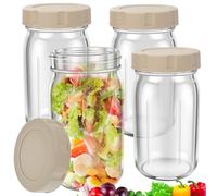 Sesaver 4Pcs Salad Storage Container,800 ml Overnight Oats Lids Glass Salad Jar Wide Mouth Mason Jars for Sugar, Yogurt, Chia Pudding, Breakfast(Apricot)