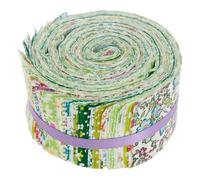 Sesaver 80Pcs Jelly Rolls Fabric 100% Cotton Quilting Fabric, Multipurpose Pre-Cut Strips (2.56 x 19.69 Inch) 20 Floral Prints for DIY Handmade Crafting Quilting and Sewing(Green,80 Pieces)