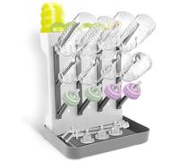 Sesaver Baby Bottle Dryer Rack Plastic Vertical Standing Baby Bottle Holder Space Saving Countertop Standing Dish Holder Holds Up to 12 Bottles for Newborn Feeding Essentials (Grey)