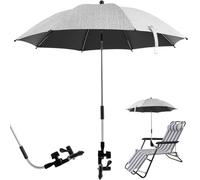 Sesaver Chair Umbrella with Clamp 360° Adjustable Beach Chair Umbrella Sun Protection Stroller Parasol Rainproof and Windproof for Outdoor Patio Stroller Wheelchairs Patio Beach Chair (Grey, 75)
