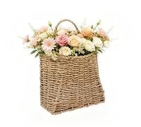 Sesaver Handcrafted Seagrass Hanging,Hanging Wall Basket with Handle Front Door Woven Rattan Wall Basket for Flower Plant Rustic Home Decor Office and Hotel Storage