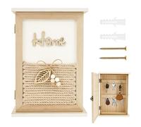 Sesaver Key Cabinet Wall Mounted, Wooden Key Storage Box with 6 Hooks Decorative Keys Holder With Lock, Combining Texture and Aesthetics Indoor Family Keys Box for Home Office Entryway 20x7x28 cm