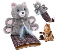 Sesaver Kitten Puppet Toy with Feather Bell and Catnip,Cat Wrestling Puppet Interactive Cat Wrestling Toy for Pet Boredom-Busting Training And Exercise