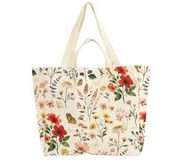 Sesaver Large Reusable Grocery Tote Bag | Canvas Grocery Tote Bag with Long Shoulder Strap and Short Handles for Grocery, Travel & DIY,60x37x36x26cm