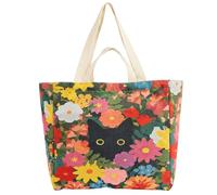 Sesaver Large Reusable Grocery Tote Bag | Canvas Grocery Tote Bag with Long Shoulder Strap and Short Handles for Grocery, Travel & DIY,60x37x36x26cm