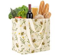 Sesaver Large Reusable Grocery Tote Bag | Canvas Grocery Tote Bag with Long Shoulder Strap and Short Handles for Grocery, Travel & DIY,60x37x36x26cm