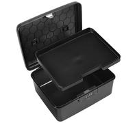 Sesaver Locking Storage Container 7 L Plastic Organizer with 4 Digital Combination Lock and Removable Tray, Privacy Document and ID Box, Plastic Lockable Storage Bin for Medicine Food Snacks(black)