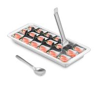 Sesaver Stainless Steel Ice Cube Trays 18 Slot Removable Ice Cube Maker with Spoon and Easy Release Handle for Frozen Foods in Various Parties, Dormitories, Private Apartments