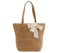 Sesaver Straw Beach Bag Straw Bag for Women Beach Bags with Zip and PU Strap Portable Lightweight Handbag Summer Raffia Holiday Bags for Outdoor Travel and Daily Life(khaki)