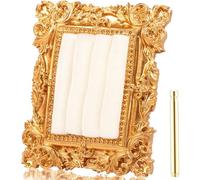 Sesaver Vintage Ring Holder,Baroque Ring Holder Gold Picture Frame Jewelry Display Stand for Jewelry Lover Collector Women Anniversary Favor & Wedding Photo Prop(White)