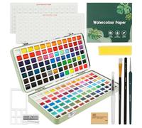 Sesaver Watercolour Paint Set 168 Colors in Portable Box, Travel Watercolour Set with Watercolor Papers, Brushes and Other Tools, Mixable Color Painting Kit for Artists, Hobbyists and Painting Lovers