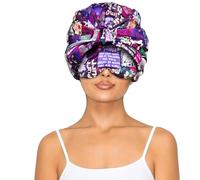 Sese Code Satin Bonnet With Eye Mask Adjustable Hair Bonnets For Sleeping Women Curly Hair Cap Purple