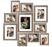 SESEAT Picture Frames Collage, Gallery Wall Frame Set with 11x14 8x10 5x7 4x6 Frames in Light Brown Finishes, Set of 10