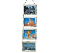 SESEAT Wall Hanging 5x7 Picture Frames Collage with 4 Opening Distressed White Frames