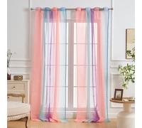 SeseBee 2 Panel Sheer Curtains - Girls & Bedroom Decor, Unicorn Pattern, Translucent for Living Room & Kids (Pink, Blue, Purple, W52×L84×2P)