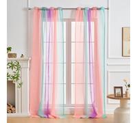 SeseBee 2 Panel Sheer Curtains - Girls Room & Bedroom Decor - Unicorn Themed, Translucent for Living Room - Suitable for Kids (Pink, Green, Purple, W52×L96×2P)