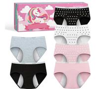 SeseBee 6 Pack Panties Soft Comfort Knickers Cotton Underwear, Leakproof Knickers Briefs, Breathable Underwear Middle Waist Hipster Panties,for Teen Girls to School and Daily Wear