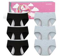 SeseBee Girls Knickers for Teen Girls, 6-Pack Soft Cotton Underwear, High Elasticity, Leak-Proof & Washable, Comfortable & Ventilated, Great for School and Daily Activities