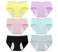 SeseBee Teen Girls Knickers, 6-Pack Soft Cotton Panties, High Elasticity, Anti-Leak & Washable, Comfortable & Airy, Ideal for School and Daily Routines