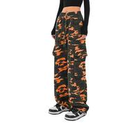 SESERAGI Cargo Pants Women Baggy Streetwear Y2K Drawstring Trousers Wide Leg Pants, D-camo Orange, XXL