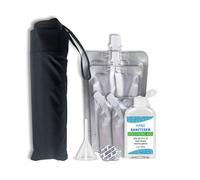 Seshlehem 6-Pack Secret Umbrella Flask Set - 1000ml Total, 220ml Umbrella Flask, 100ml Sanitiser, 4 Silver Pouches for Festivals - UK Brand