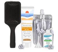 Seshlehem 7pcs Secret Flask Set - Hairbrush + Suncream + Hand Sanitiser + Pouches - 1105ML - Sneak Alcohol Anywhere - UK Based Brand