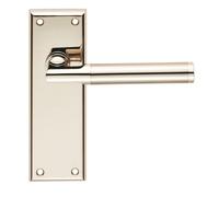 Sessanta Lever on Backplate Satin Chrome Finish Solid Zinc Architectural Handle Set for Modern Internal Doors (Latch, Boxed)