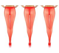 sesto senso 1 or 3 Pairs Women's 20 Den Sheer Sheer Tights with Back Seam with Pattern, 3 Pairs - Red - With Back Seam, XL