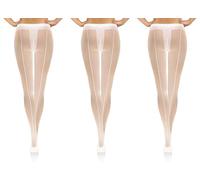 sesto senso 1 or 3 Pairs Women's 20 Den Sheer Sheer Tights with Back Seam with Pattern, 3 Pairs - White - With Back Seam, M