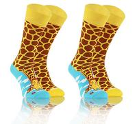 Sesto Senso 2 Pack Funny Socks Women Men Cotton Fancy Colourful Oddsocks Mid Calf Socks 39-42 Giraffe
