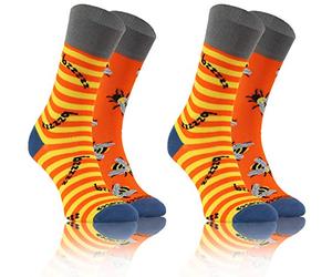Sesto Senso 2 Pack Funny Socks Women Men Cotton Fancy Colourful Oddsocks Mid Calf Socks 43-46 Bee