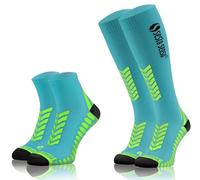 sesto senso 2 Pairs of Sports Compression Socks Long or Short for Men and Women, 2 Pairs - Turquoise, 35-38