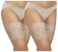 sesto senso 2 Pairs Thigh Bands Lace Sexy Elastic Anti-friction Silicone Strips, 2 Pack - Beige - Lace, L