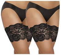 sesto senso 2 Pairs Thigh Bands Lace Sexy Elastic Anti-friction Silicone Strips, 2 Pack - Black - Lace, XXL