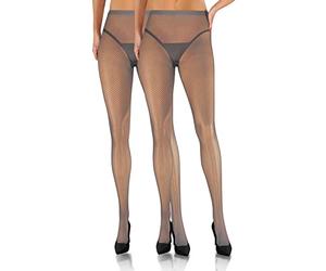 Sesto Senso 2 Pairs Women's Fine Mesh Fishnet Tights 1/2 XS/S Grey