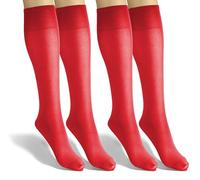 Sesto Senso 2 Pairs Women's Matte Microfibre Knee Highs Socks, 40 Den, Silky Coloured, Red, One size