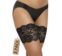 Sesto Senso 3 Pack Sexy Lace Thigh Bands Anti-Chafing 4 Strips of Silicone Black 55-60 S 8