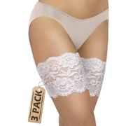 Sesto Senso 3 Pack Sexy Lace Thigh Bands Anti-Chafing 4 Strips of Silicone White 70-75 XL 14