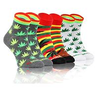 Sesto Senso 3 Pack Socks Crazy Funky Oddsocks Funny Colorful Short Cotton Women Men Marijuana leaves 35-38 Rasta